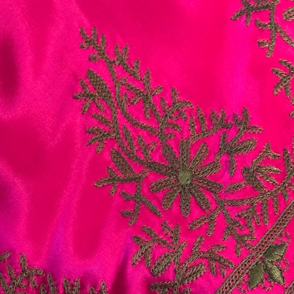 Vtg Y2K does 30s ABS Allen Schwartz Embroidered Beaded Angled Hem Dress Sz 8 - Picture 10 of 16